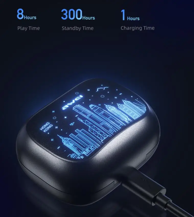 Awei T53 TWS หูฟังไร้สายบลูทูธ5.3สีสันเกมหูฟังลดเสียงรบกวนหูฟังสำหรับ Xiaomi Samsung