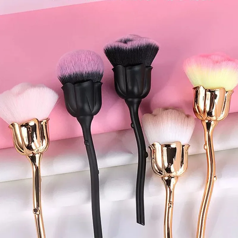 Flower Rose Nail Art Brush Remove Nail Dust Brushes Acrylic UV Gel Polish Powder Cleaning Tool Beauty Makeup Brushes