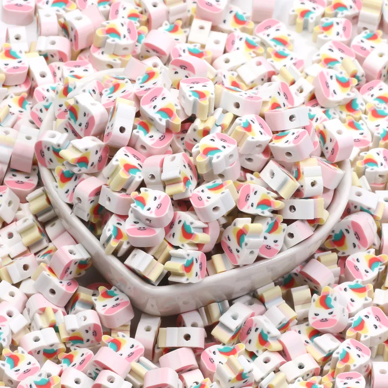 20-100pcs Cute Unicorn Polymer Clay Beads Loose Spacer Beads For Bracelet Necklace Earring Diy Jewelry Making Accessories