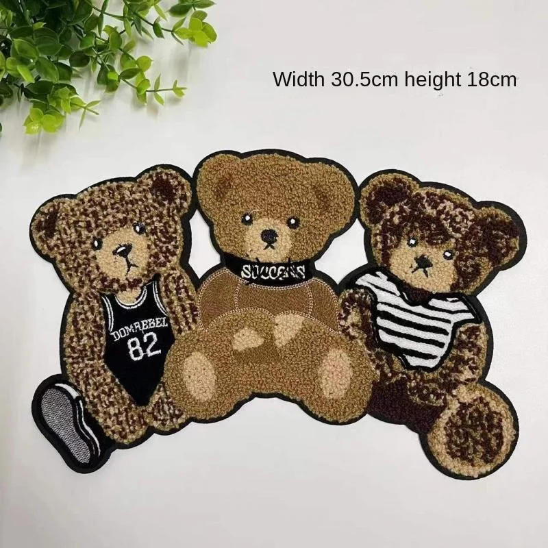 1Pc Embroidery Three Cute Bears Shape Clothing Accessories Cloth Sticker Diy Hand Sewn Clothes Patch Decorative Cloth Sticker