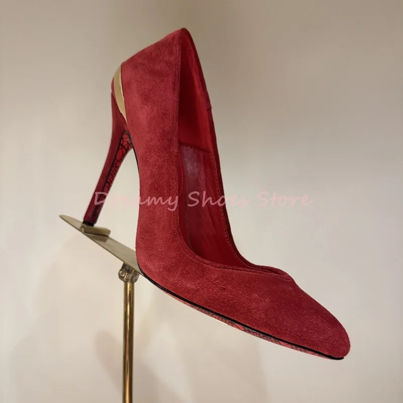Metal Decor Sword Shaped Pointed Stiletto Pumps Women Red Patent Leather Shallow High Heels Fashion Luxury Party Banquet Shoes