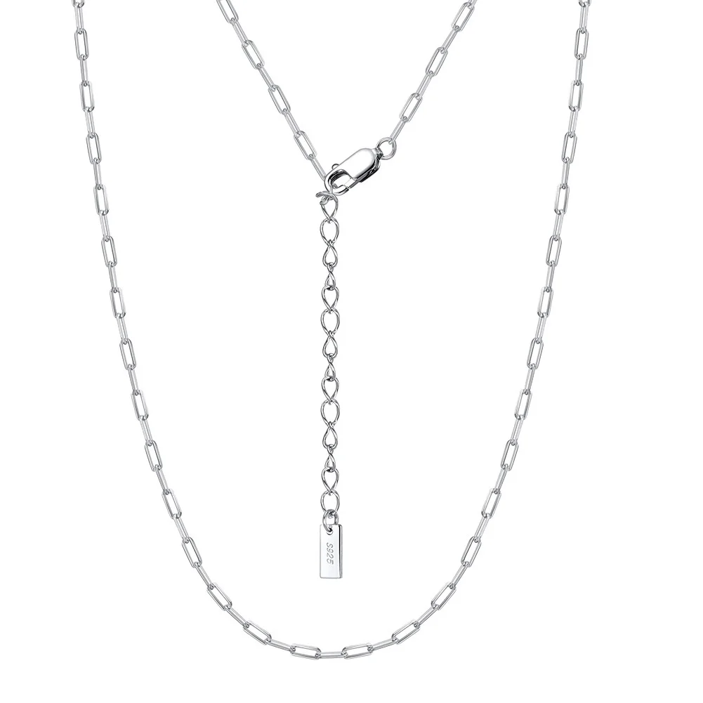 Collier simple en argent regardé 925 pour femme, chaîne de clavicule, fournitures de fabrication de colliers bricolage, accessoire de bijoux, 35 + 5cm