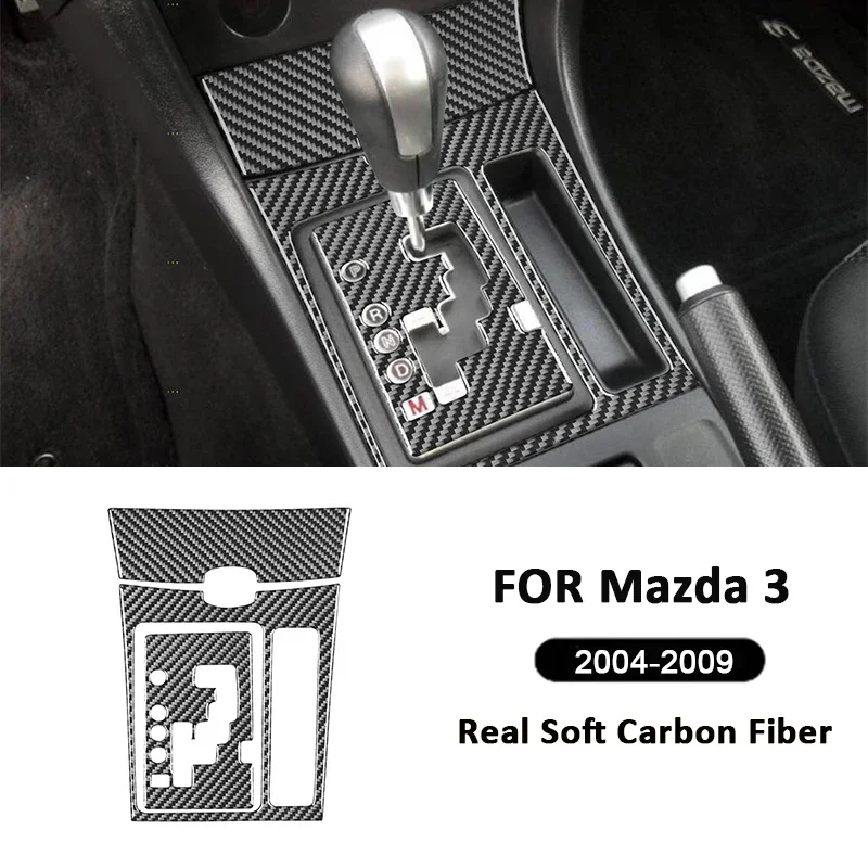 

Аксессуары для Mazda 3 2004-2009, центральная консоль автомобиля из углеродного волокна, панель переключения передач, рамка, накладка, наклейка для украшения интерьера
