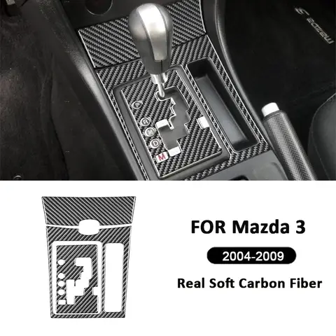 Para mazda 3 2004-2009 accessorie fibra de carbono console central do carro engrenagem shifter painel quadro guarnição capa decoração interior adesivo