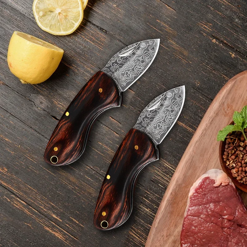 Folding Knife Slicing Meat BBQ Fruit Boning Knife Fish Filleting Kitchen Knives Hand Forged Wooden Handle Utility Knives Tools