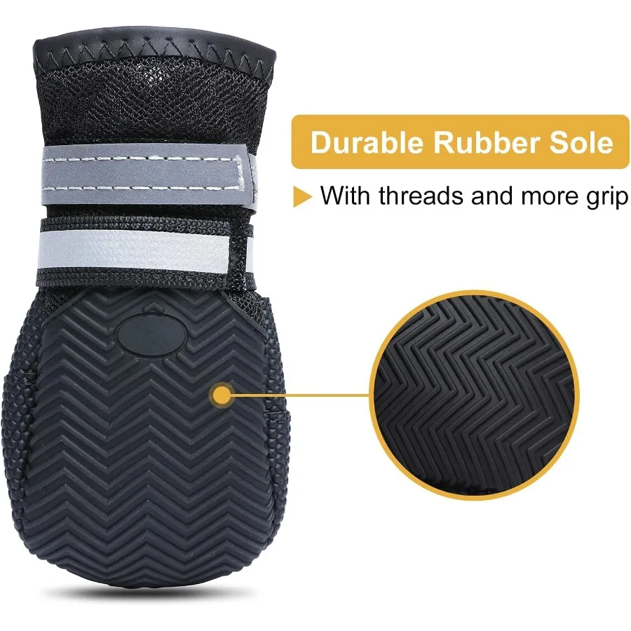 รองเท้าสุนัขตาข่ายระบายอากาศพร้อมพื้นยางนุ่มกันลื่นสำหรับสุนัขขนาดกลางและขนาดใหญ่ ตัวป้องกันอุ้งเท้าที่ดีที่สุดสำหรับการเดินในฤดูร้อนบนพื้นร้อน