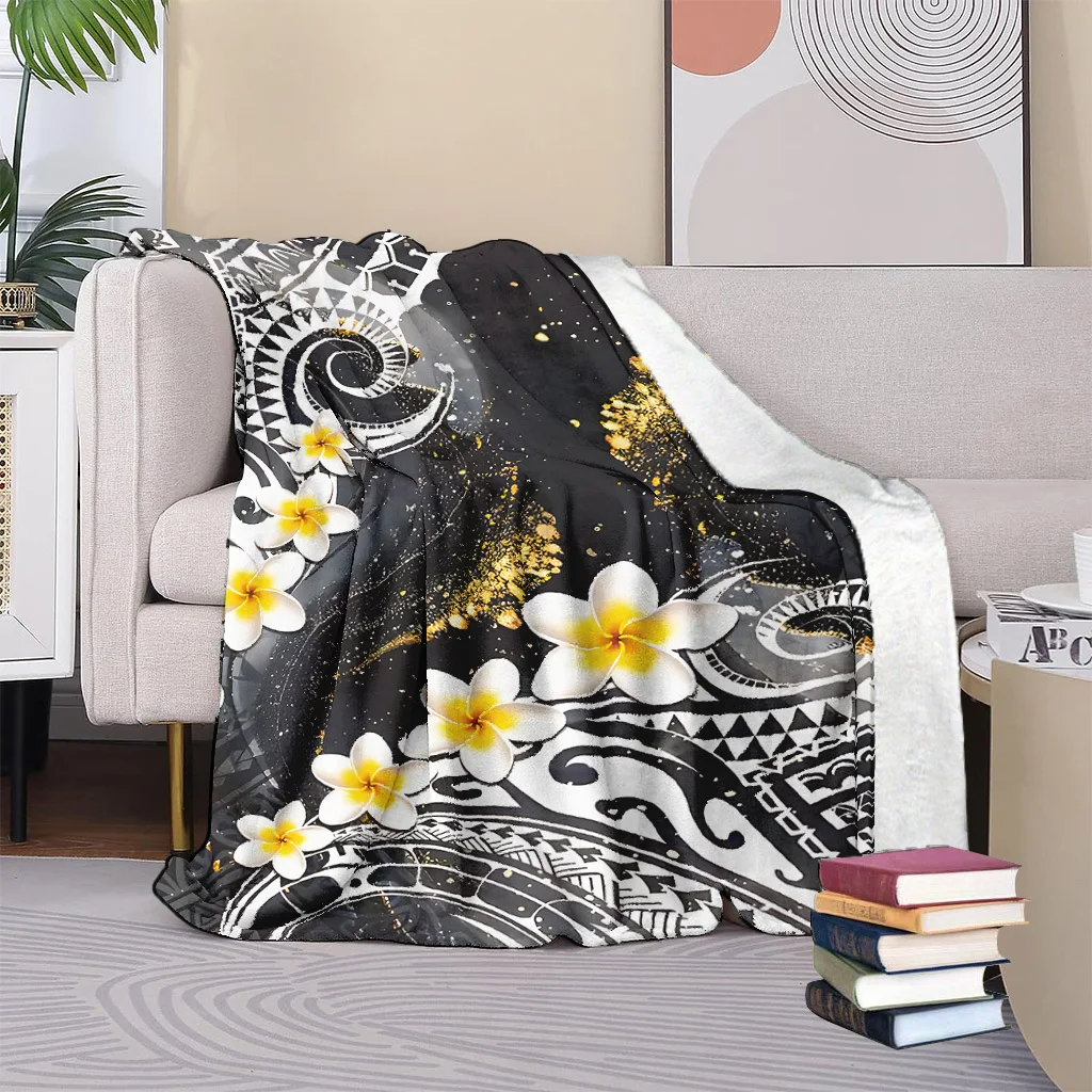 Polynesian tribal patterns Blanket for Sofa Bed Travel Camping Living Room Office Conditioning Blanket for All Seasons Gifts