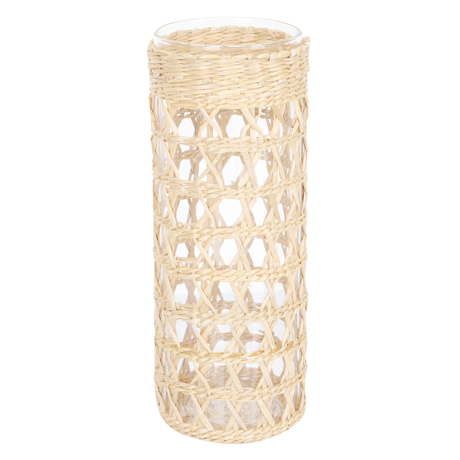 

1 PC Aromatherapy Glass Tea Light Holder Cup Transparent Container Straw Weaving Decorative Home Wedding Party Classic