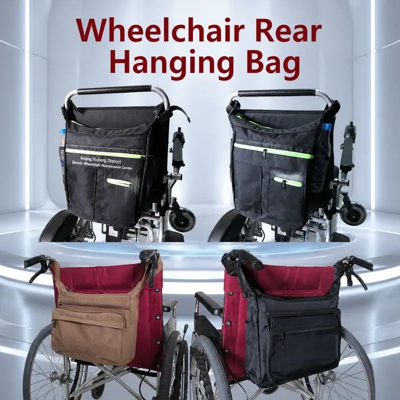 Universal Wheelchair Back Bag Portable Hanging Storage Pocket for Electric Manual Wheelchairs Travel Shopping Organizer