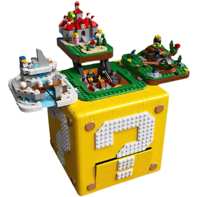 Super Marioed 64 znak zapytania Model blok kompatybilny 71395 cegły budowlane 3D rekwizyty DIY gra zabawki dla dorosłych prezenty