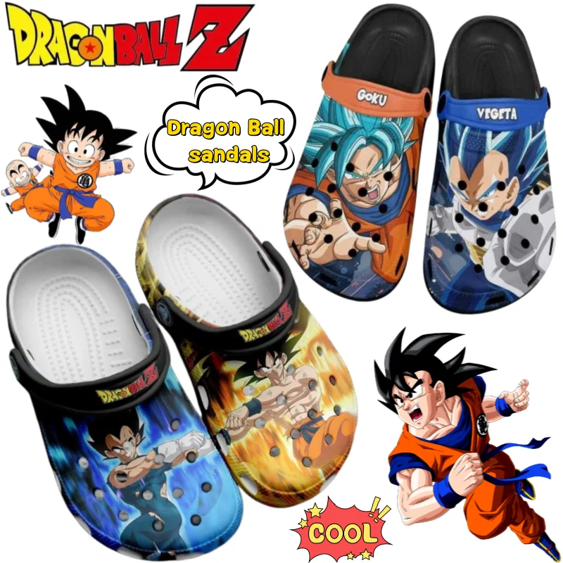 Image of Dragon Ball Son Goku Kakarotte Vegeta Hausschuhe, farbenfroher Anime-Druck, Sommer-Sandalen für Herren und Damen, rutschfeste, atmungsaktive Zehensandalen