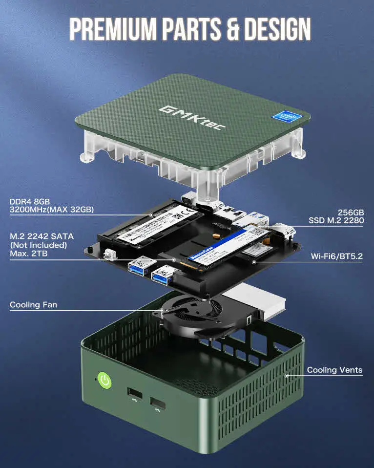 N100　mini pc GMKtec G3 GMKtec G3 N95 N100 Barebone Mini PC OEM ODM DDR4 RAM 1TB 2TB SSD