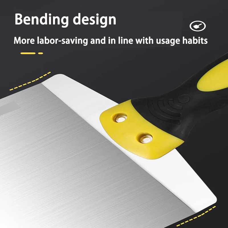 Arc Shaped Putty Scraper Fan-Shaped And Square Ash Applicator 420 Stainless Steel Putty Knife Cleaning Scraper Bricklaying Tool
