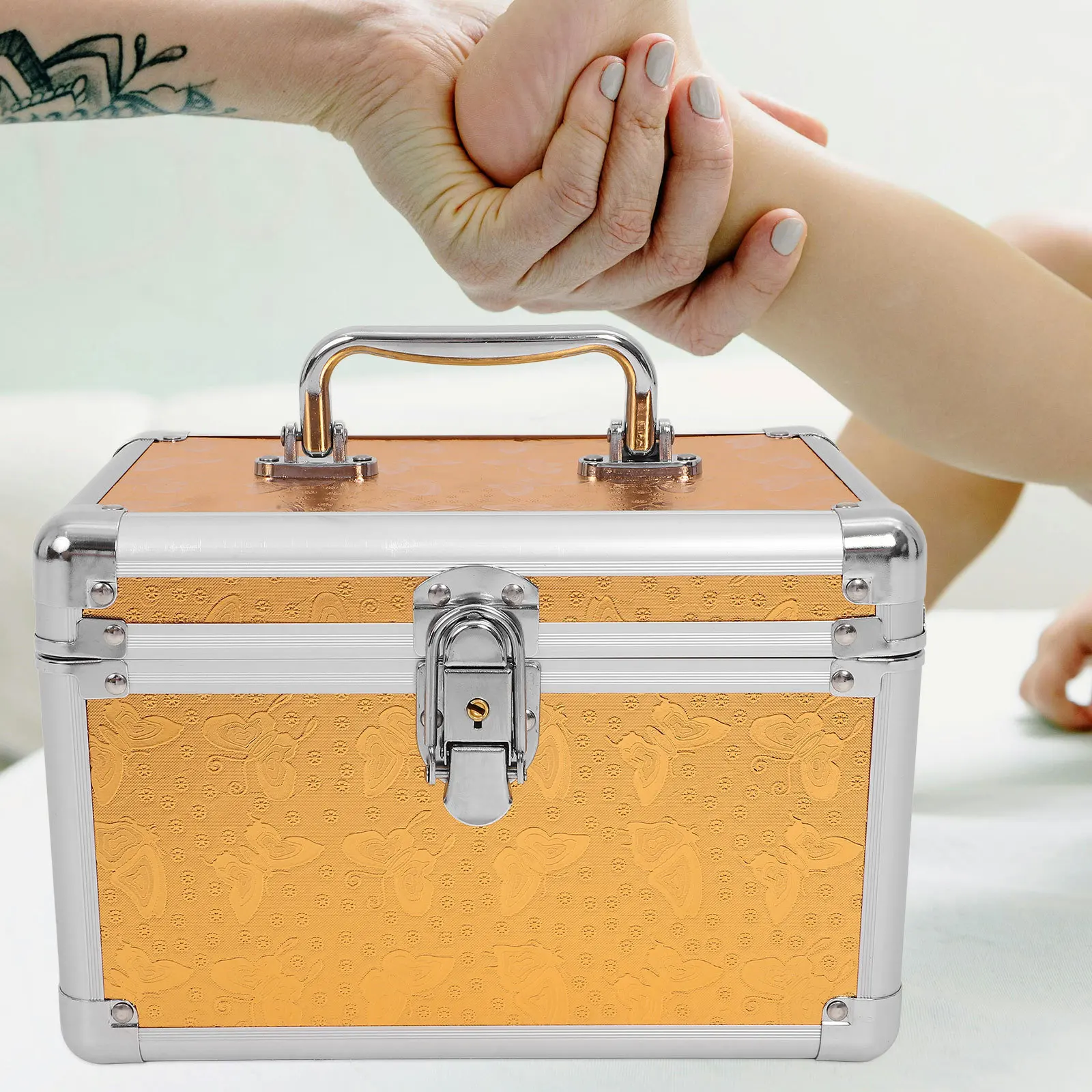 صندوق أدوات معدني صندوق تخزين منظم متعدد الطبقات مع مقبض صندوق أدوات محمول من سبائك الألومنيوم لرحلة ورشة العمل المنزلية في الهواء الطلق #2