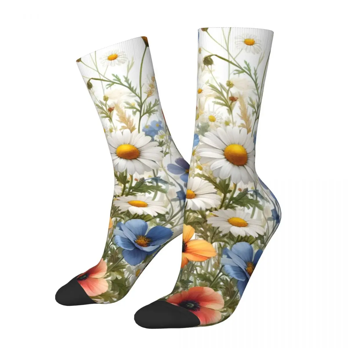 Vintage Wild Flowers Men's compression Socks Unisex Street Style Pattern Printed Novelty Crew Sock