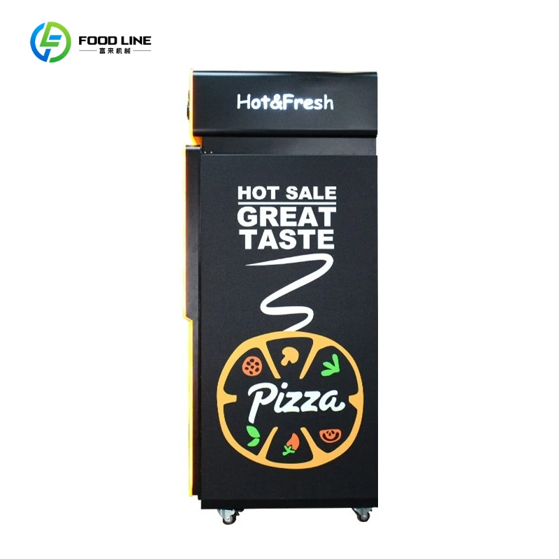 Hot pizza vending machine technology, sales locations, and a map of the United States