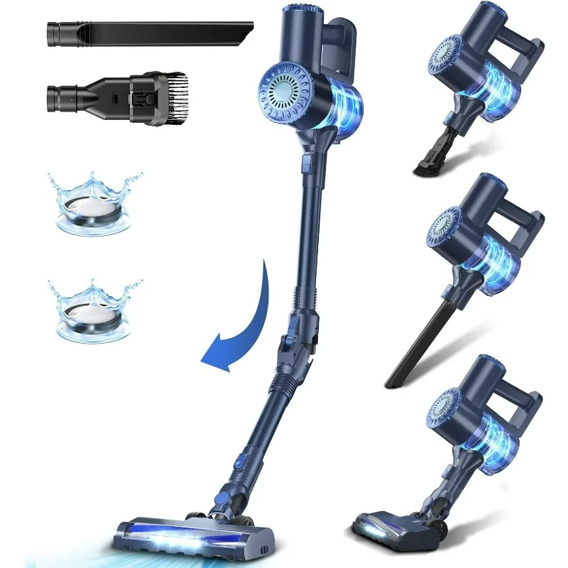 

Cordless Vacuum Cleaner, Lightweight Stick Vacuum Cleaner, 6 in 1, Self-Standing with Powerful Suction, 180° Wand Rechargeable