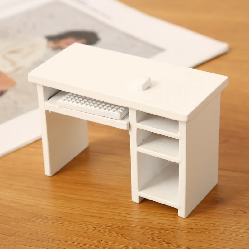 

1:12 Dollhouse Miniature Furniture Computer Desk Set - Tiny Toy Scene Props for Micro Landscape Decor