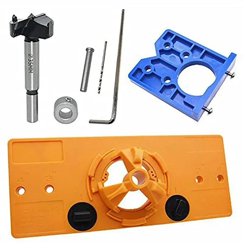DT15 Hinge Hole Drilling Jig Kit, Cup Style Boring Guide Locator Positioning Tool for Door Cabinet Woodworking