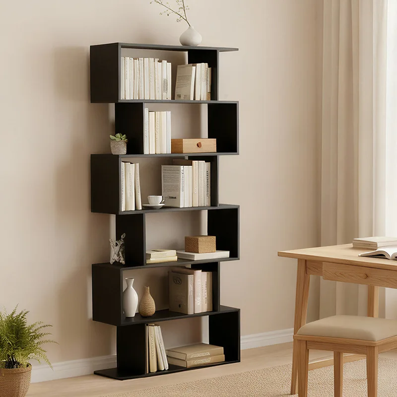 

Modern Simple Living Room Storage Rack Locker Floor Shelf Steel Wood Shelf Combination MDF Bookshelf