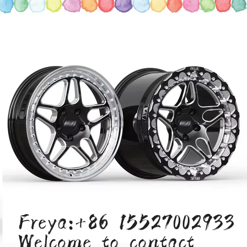 18x5 18x12 5x120 Forged Drag Wheels Front Runner Rear Beadlock Black Milled Custom Finish for C7 Z06 Corvette Drag Racing