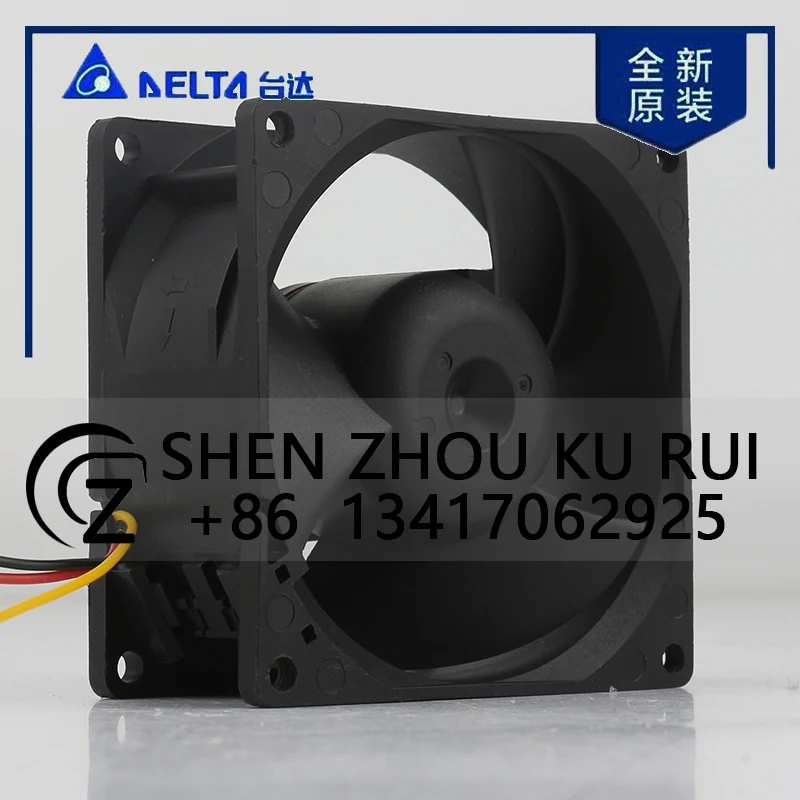 دلتا 5 فولت 24 فولت 48 فولت DC12V 0.62A التيار المتناوب EC 8038 80X80X38 مللي متر 8 سنتيمتر ثلاثة أسلاك قياس السرعة الكرة تحمل العاكس EFB0812HHE مروحة التبريد #4