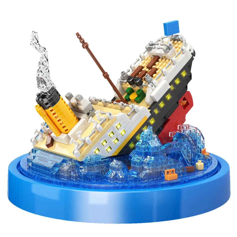 

MY97091 1327 Pieces City Mini Titanic Miniature Shipwreck Hit Iceberg Model Building Blocks DIY Ship Building Blocks Toys