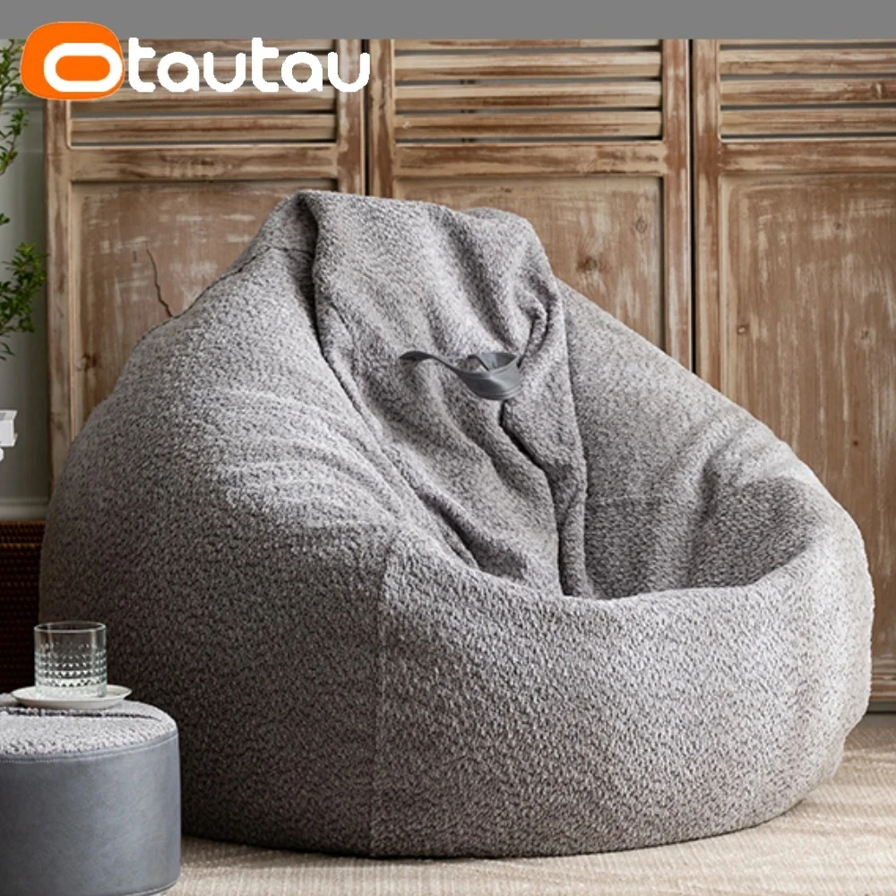 OTAUTAU Thick Soft Chenille Vevet Bean Bag Cover Without Filler Beanbag Pouf Salon Water-drop Puff Chair SF142