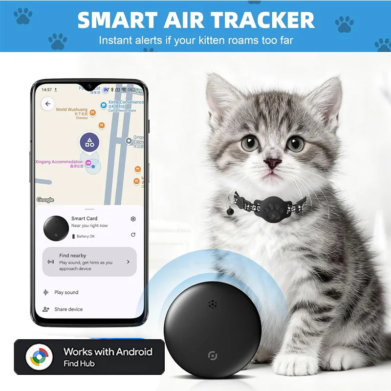 Cat Tracker Bluetooth Tracker Compatible with Google Find My (Android Only)  Anti-Loss Device with Cat Collar for Pets & Luggage view 2