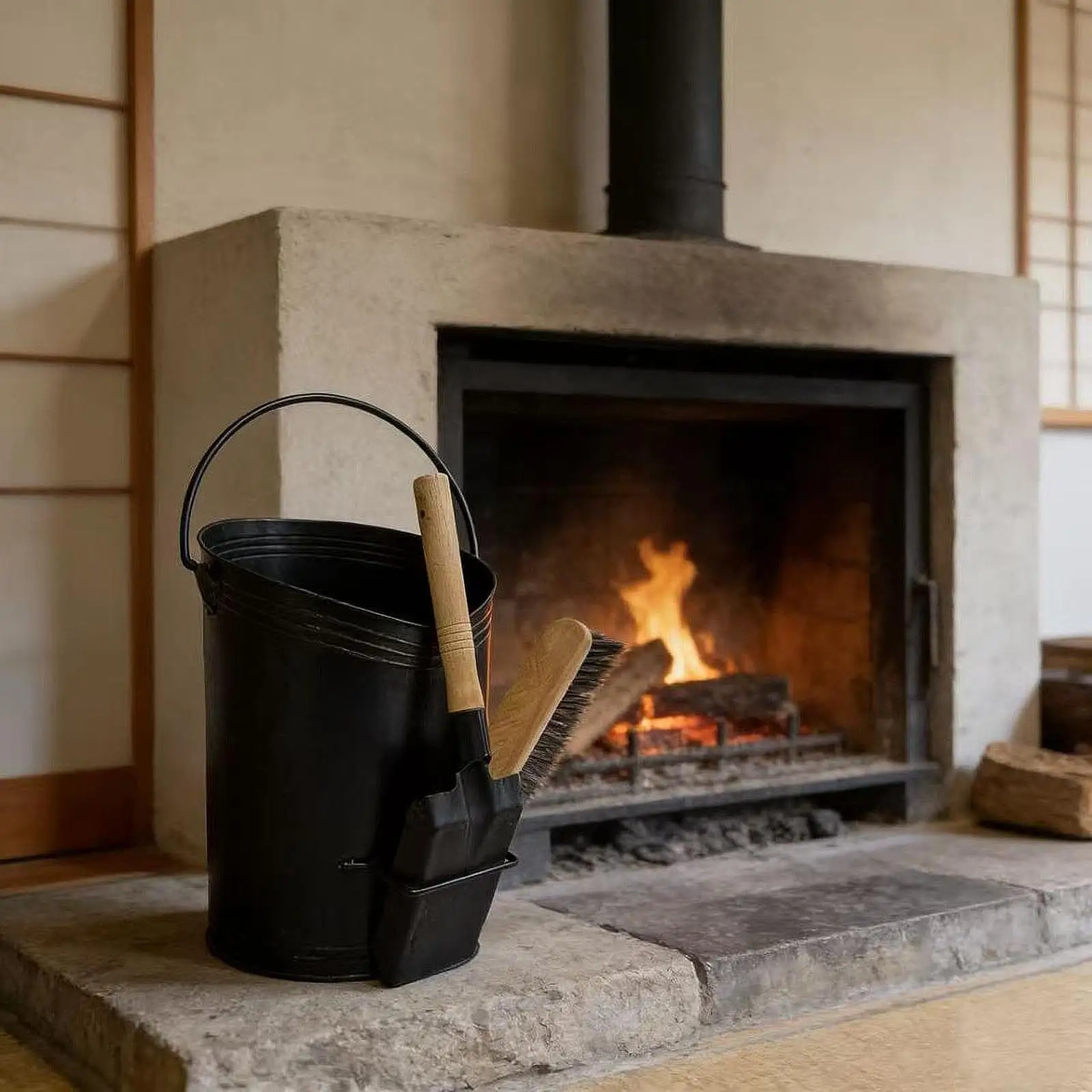 Ash Bucket Compact Fireplace Bucket for Coal Wood Burning Stove Fireplace