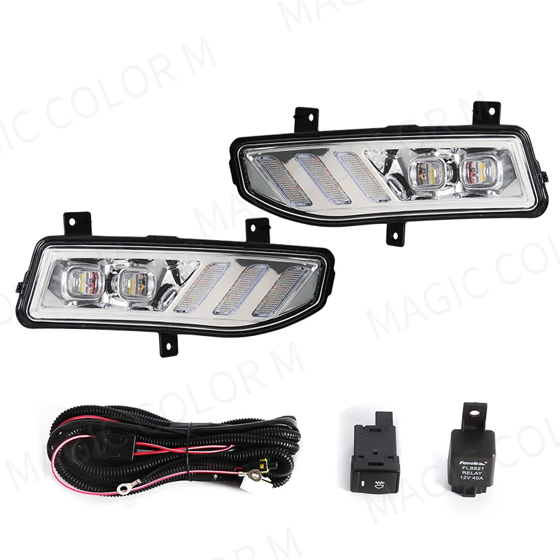 Car LED Daytime Running Light For Nissan Sylphy Qashqai X-Trail Kicks 2017 2018 2019 2020 Dynamic Yellow Turn Signal Fog Lamp