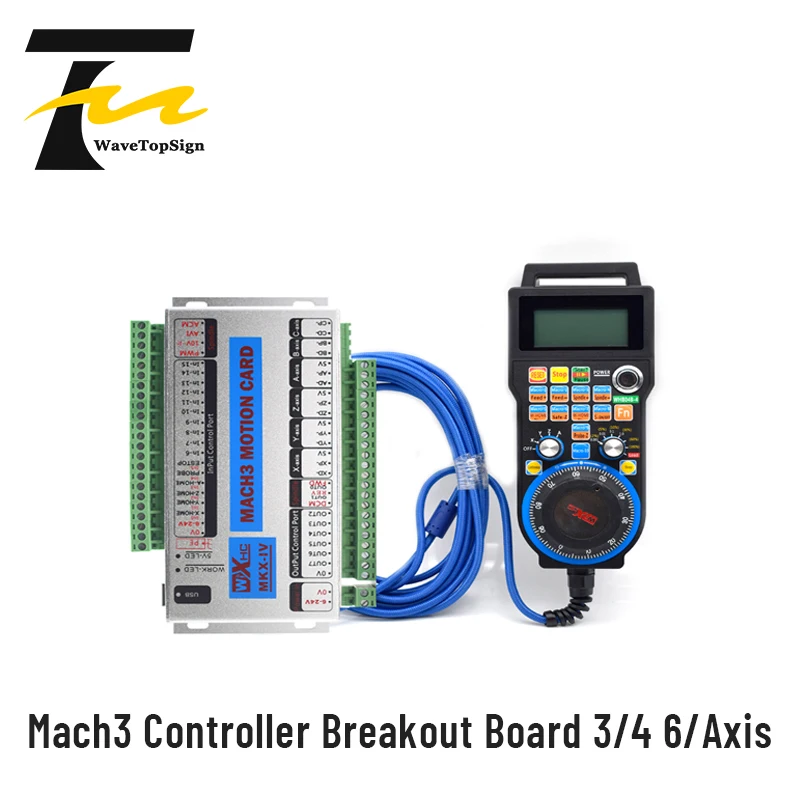 Mach3 Controller Kit XHC MKX-V 2MHz USB Breakout Board 3 4 6 Axis Motion Control Card With Wired MPG Pendant Handwheel LHB04B