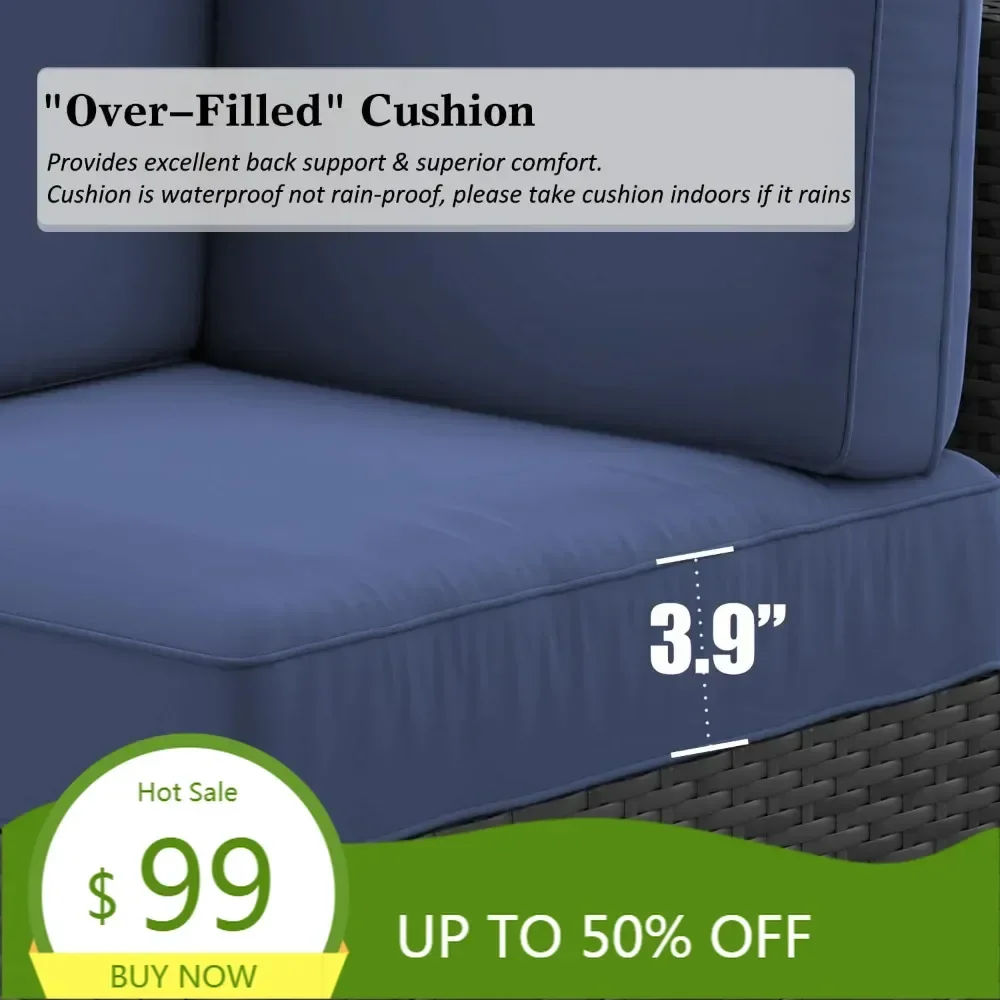 

"sectional rattan outdoor patio furniture set with 44 inch fire pit table and conversation area"