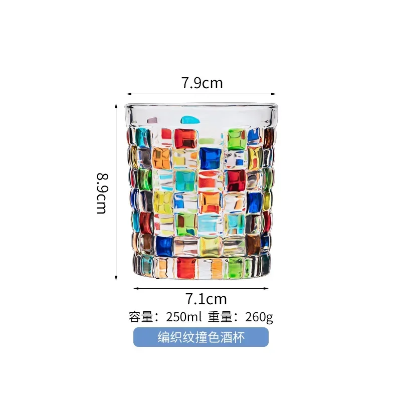 European-style Hand-painted Stained Glass Candy Jar Woven Pattern Fruit Bowl Contrast Vase Painted Juice Cup Whiskey Glass