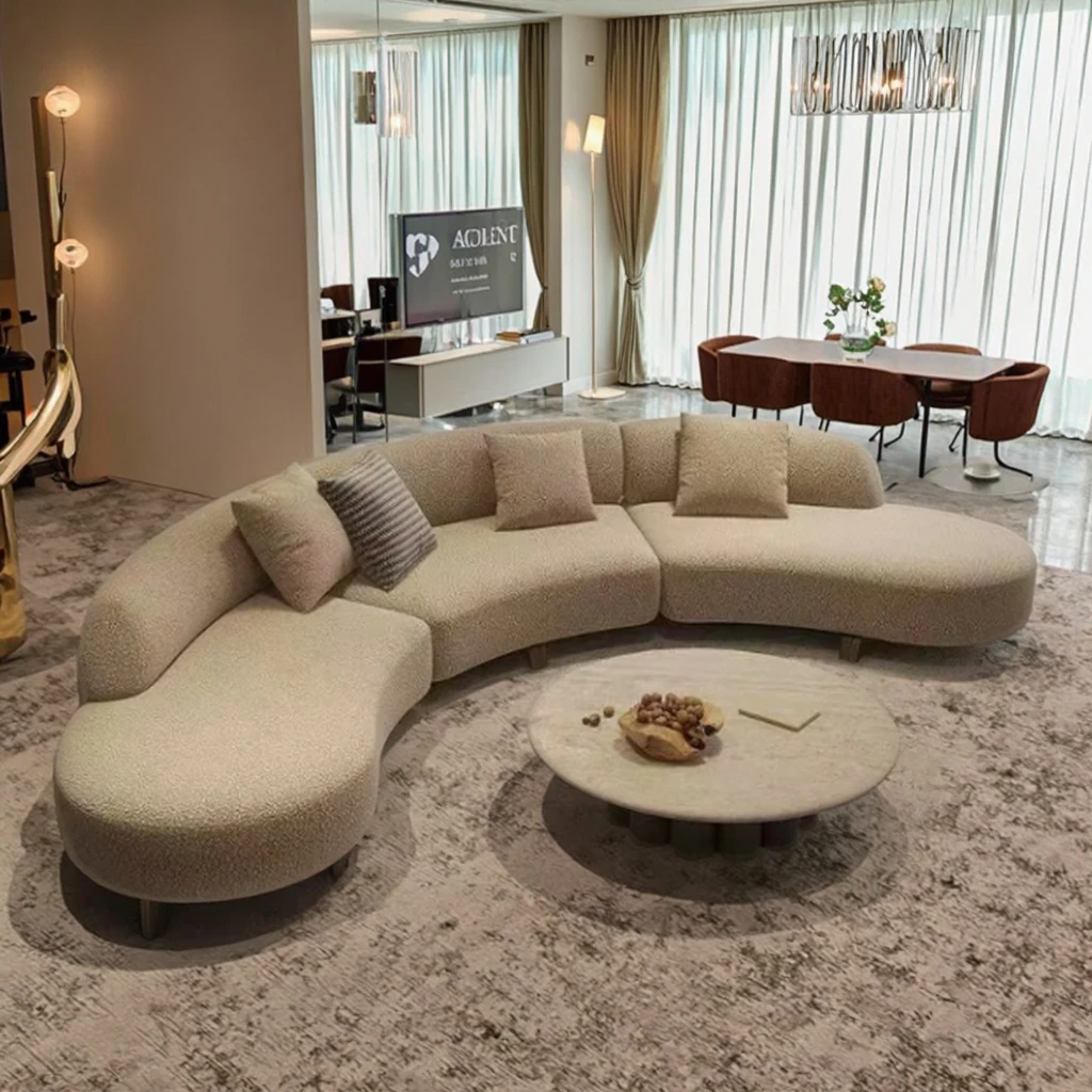 

Living Room Sofa Furniture Fabric Wooden Frame Simple Style Sofa Hotel Villa Apartment Waiting Room Reception Hall