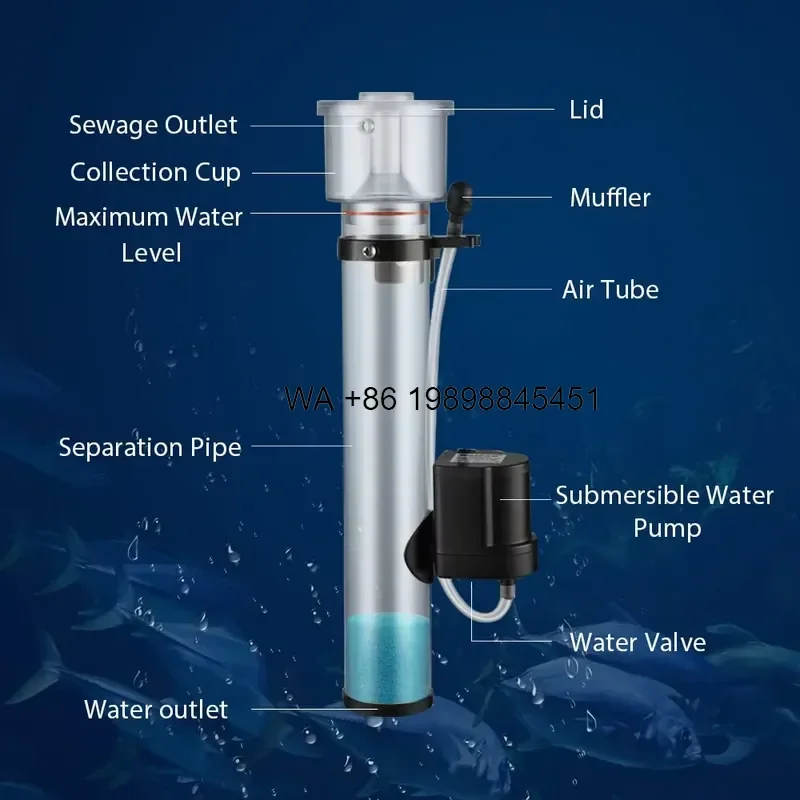Wmwmnu for Adjustable Flow Hanging Plastic Aquarium Protein Skimmer with 5W AC Pump for Saltwater Reef Fish Tank
