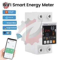 Tuya APP WiFi Smart Circuit Earth Leakage Over Under Voltage Protector Relay Device Switch Breaker Energy Power kWh Meter 63A