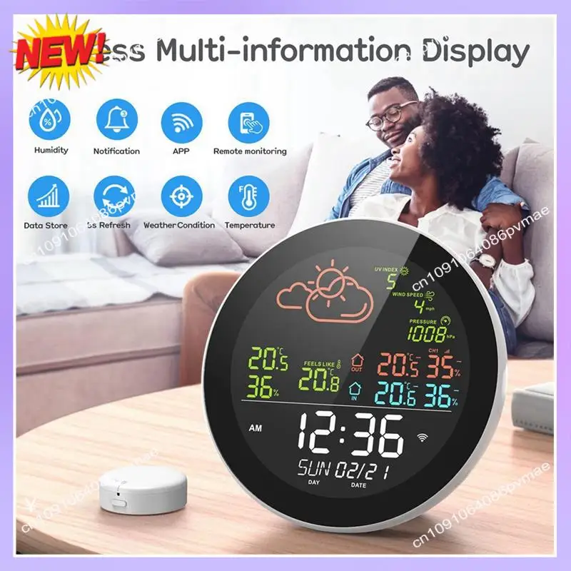 

T24C Tuya WIFI метеостанция настольные часы открытый внутренний тестер температуры прогноз погоды термометр гигрометр простая установка