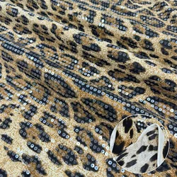 Sequin Leopard Print Fabric Knitted Leopard Print Transparent Sequin Fabric Garment Accessories Sequin Embroidery Fabric