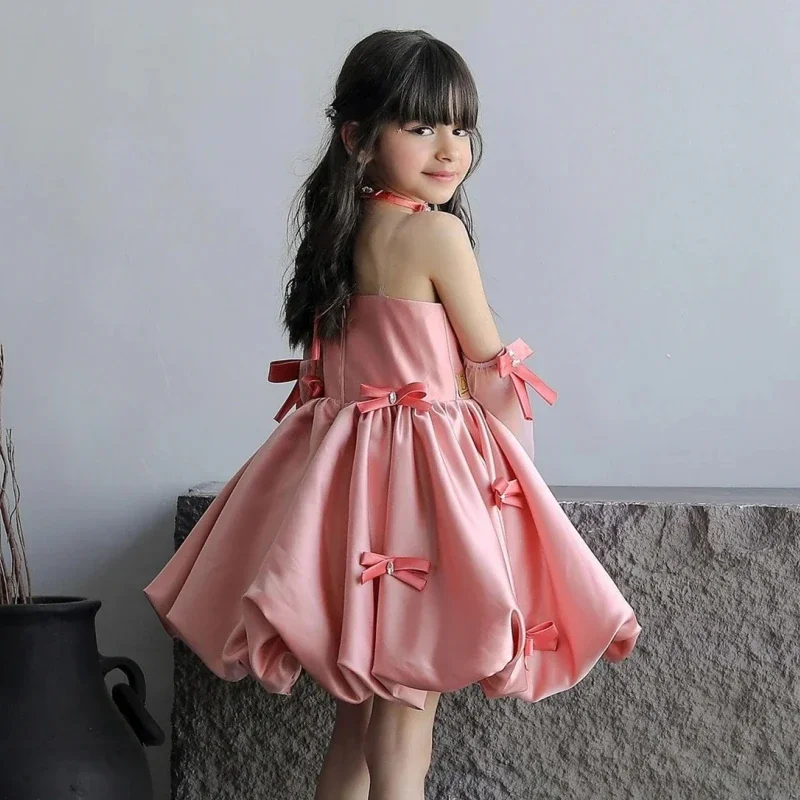 

2025 Childrens clothing official bridesmaid sequins baby girl birthday dress elegant fluffy butterfly assignment dress