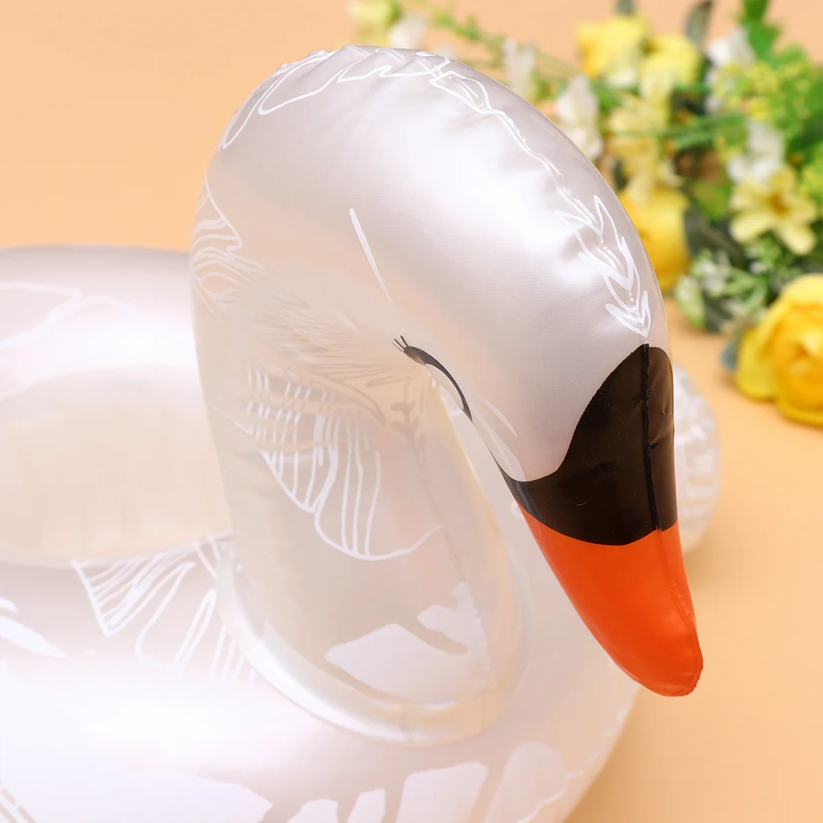 수영장용 풍선 백조 모양 물놀이 매트, 가벼운 PVC 소재, 흰색, 물 위에 뜨는 맥주 홀더