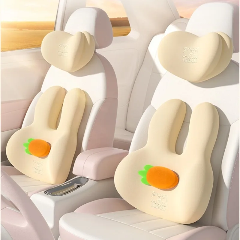 

Cute Cartoon Plush Car Neck Pillow Waist Pillow Comfortable Memory Cotton Car Headrest and Lumbar Support Kawaii Car Accessories