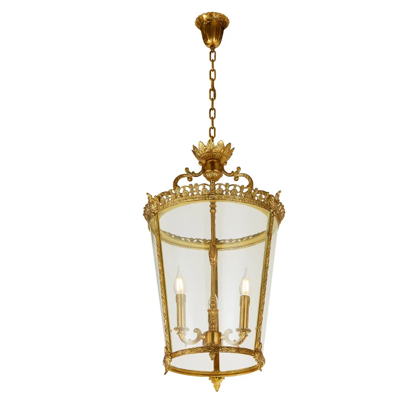

French all-copper chandelier, retro villa corridor chandelier, study balcony hotel entrance