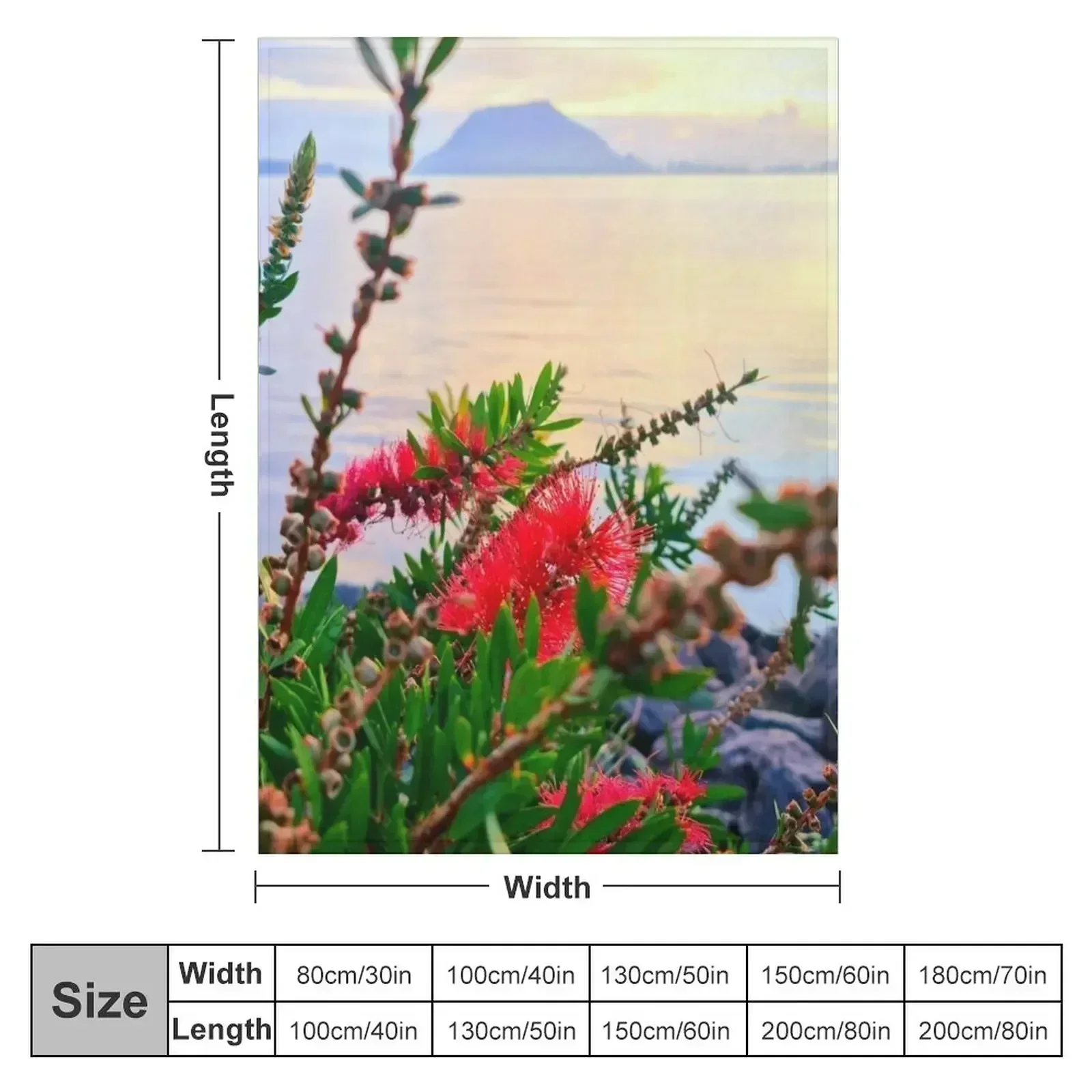 MOUNT SUNRISE THROUGH FLOWERS Throw Blanket couch cozy soft plush fuzzy picnic outdoor blanket
