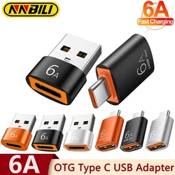NNBILI 6A USB Naar Type C OTG Adapter 120W USB Male Naar Type-c Vrouwelijke Oplader Converter voor Macbook Samsung Adapter Gegevensoverdracht ﻿