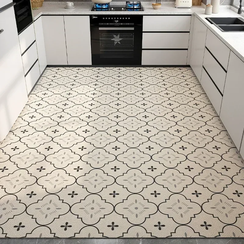 Kitchen Non-Slip Carpet Waterproof PVC Floor Mats Large Rug Leather Oil-proof Home Decoration Big Size Custom Alfombra De Cocina