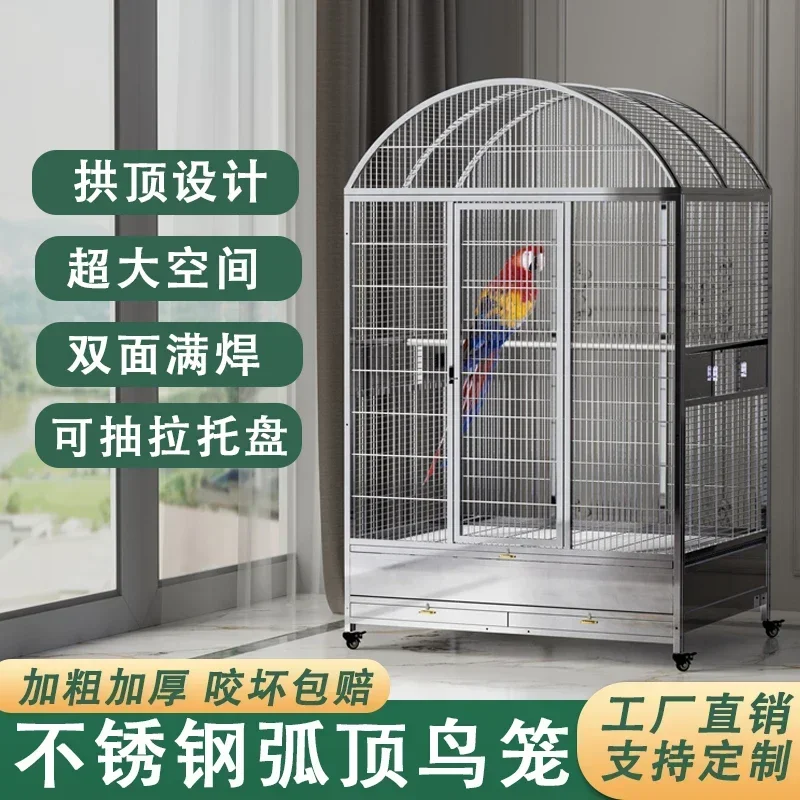 

Клетка для птиц из нержавеющей стали 304, большая круглая изогнутая верхняя клетка, европейская арочная клетка для попугая, маленькая, средняя, большая, для разведения дома