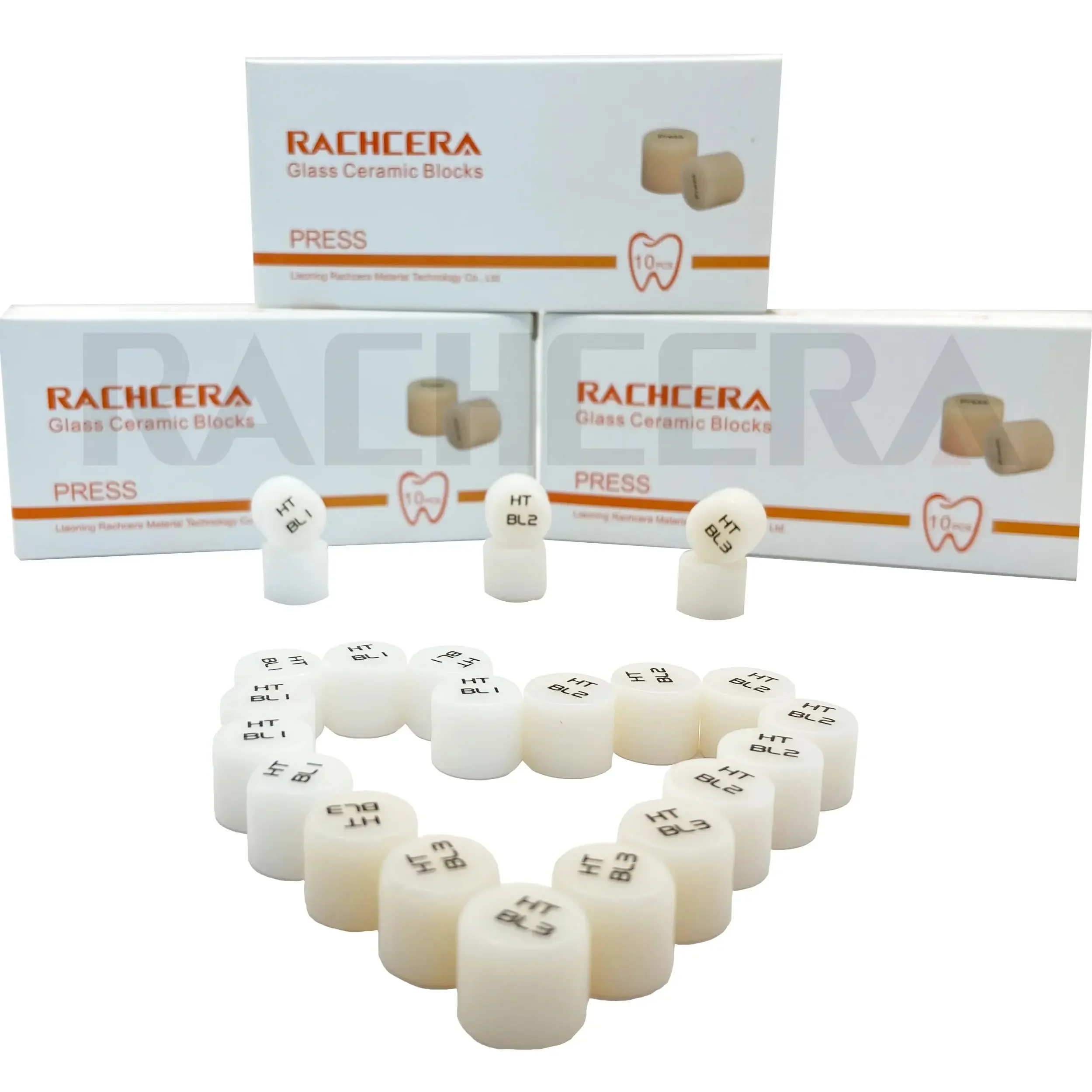 Dental Rachcera Press Lithium Disilicate Ingots For Dental Lab Pressing 5Pcs/Box Inlays Veneers