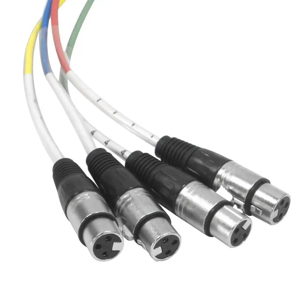 Kabel Ular Betina 4 Saluran 1/4 "TRS Ke XLR-Ular Efek Audio Pro untuk Siaran Langsung, Rekaman, Studio, dan Pertunjukan, Amp