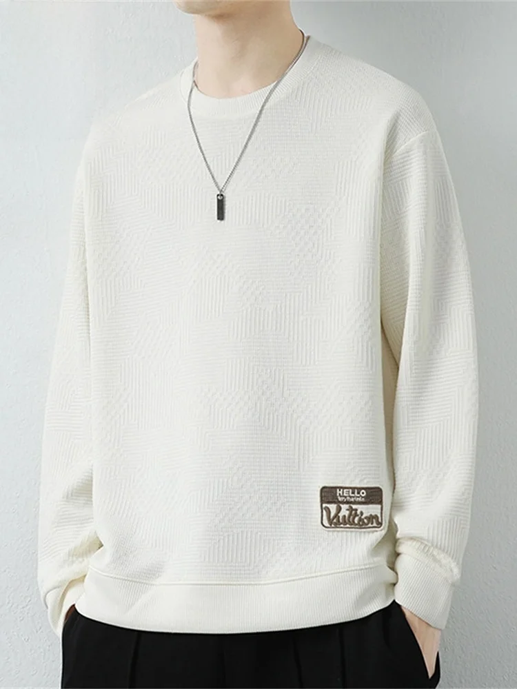 

Мужской свитшот с круглым вырезом, весна 2026, свободный крой, повседневный стиль, модный, с длинным рукавом, удобный, из смесового полиэстера, не мнется.